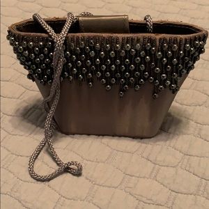 Grey with sparkly bead accent evening bag